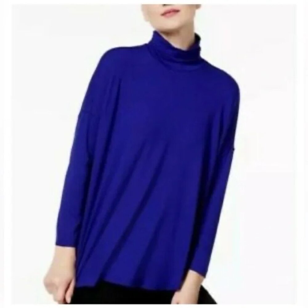 Eileen Fisher Stretch Jersey Knit Soft Turtleneck Tunic Top Size M